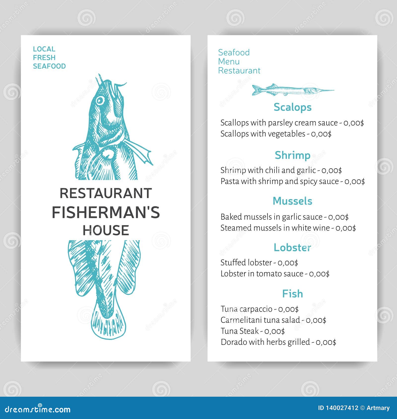 Vector Illustration Sketch Sea Food. Restaurant Menu Stock Illustration ...