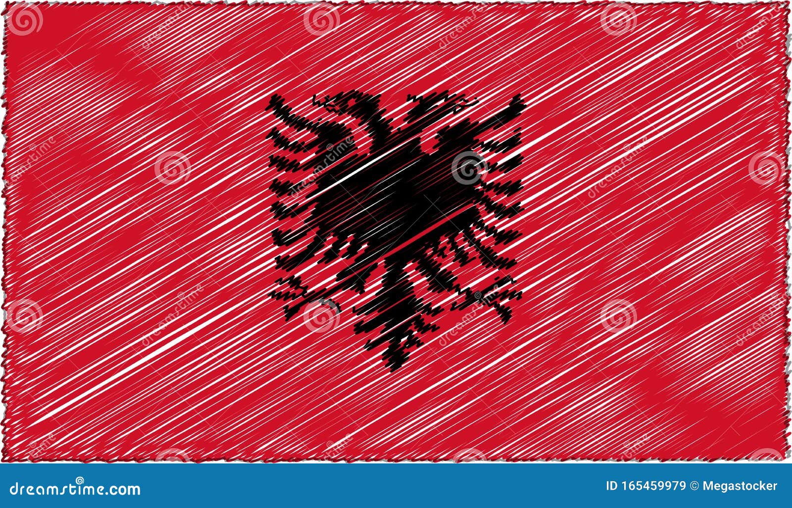 Vector Illustration of Sketch Style Albania Flag Stock Vector