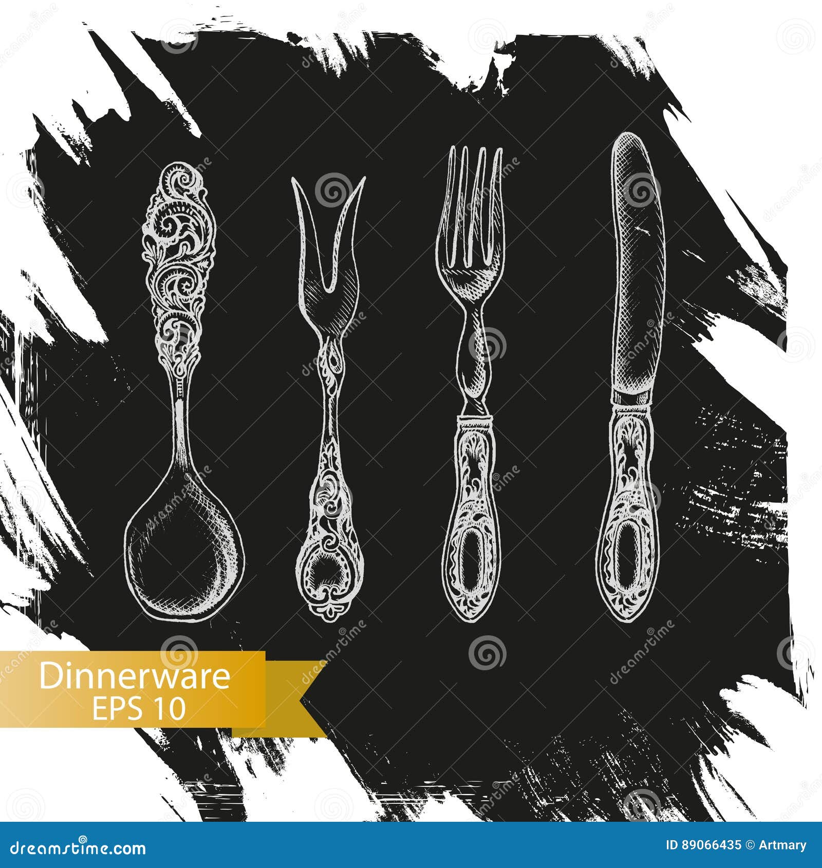 Vector Illustration Sketch Tableware. Dinnerware Stock Illustration