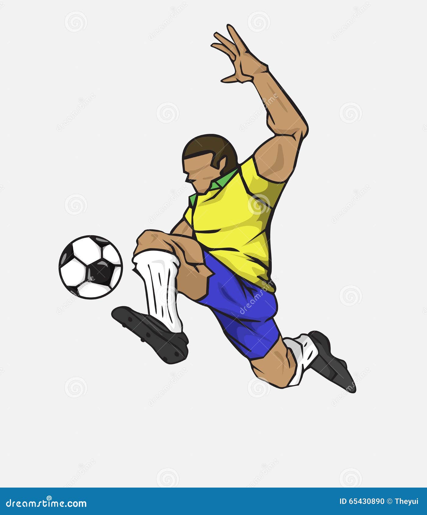 Vector Illustration Soccer Player Kicking the Ball Stock Vector ...