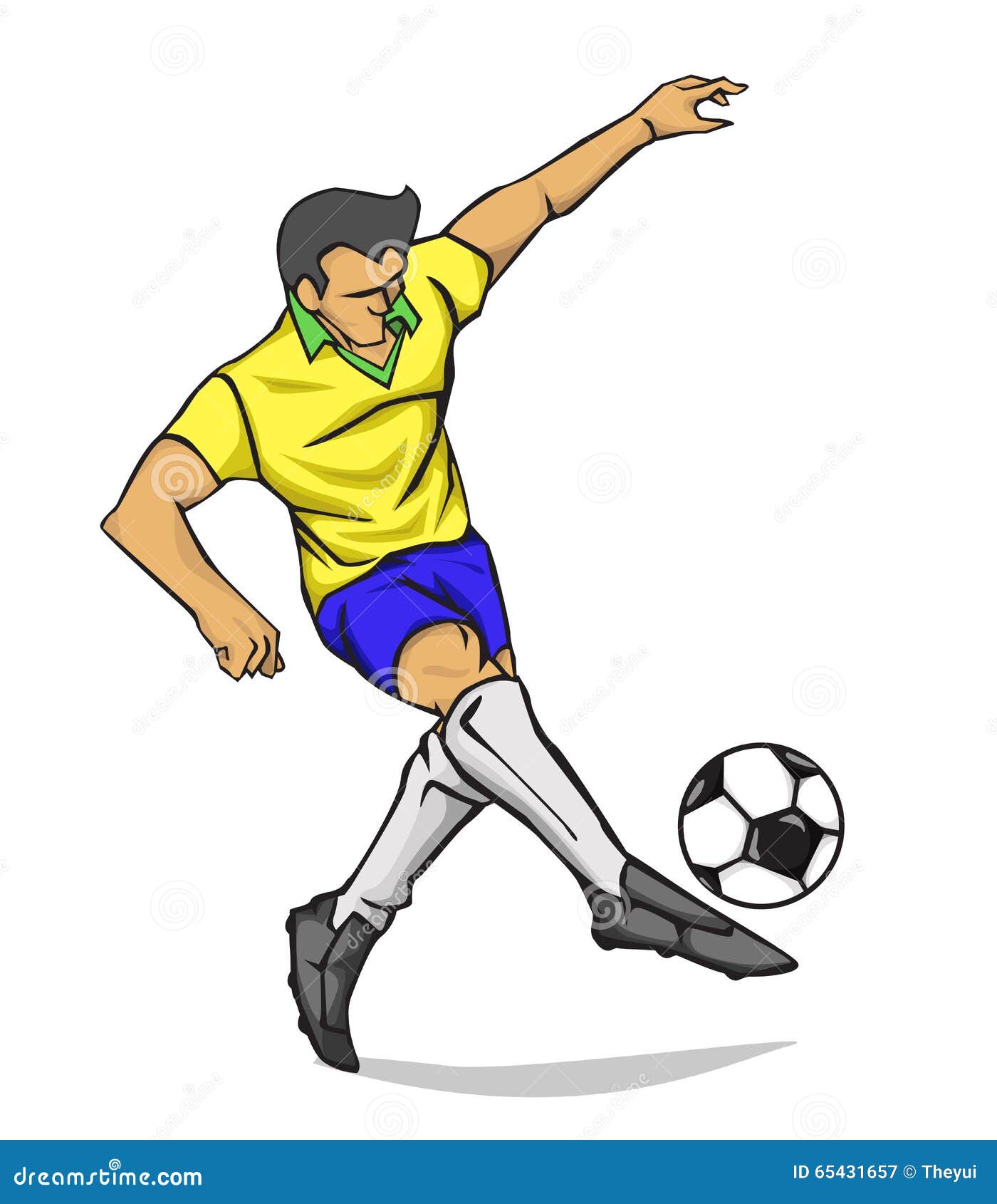 Vector Illustration Soccer Player Kicking the Ball Stock Vector ...