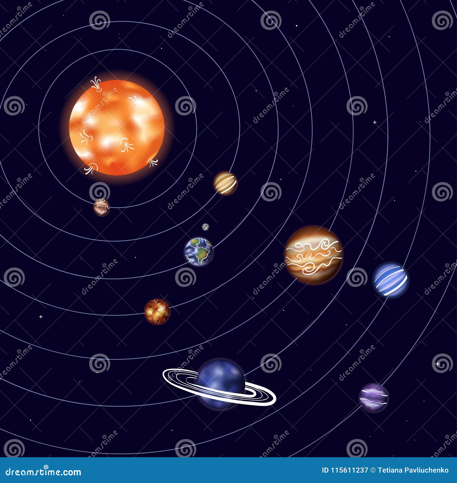 Vector Illustration Of Solar System Stock Vector