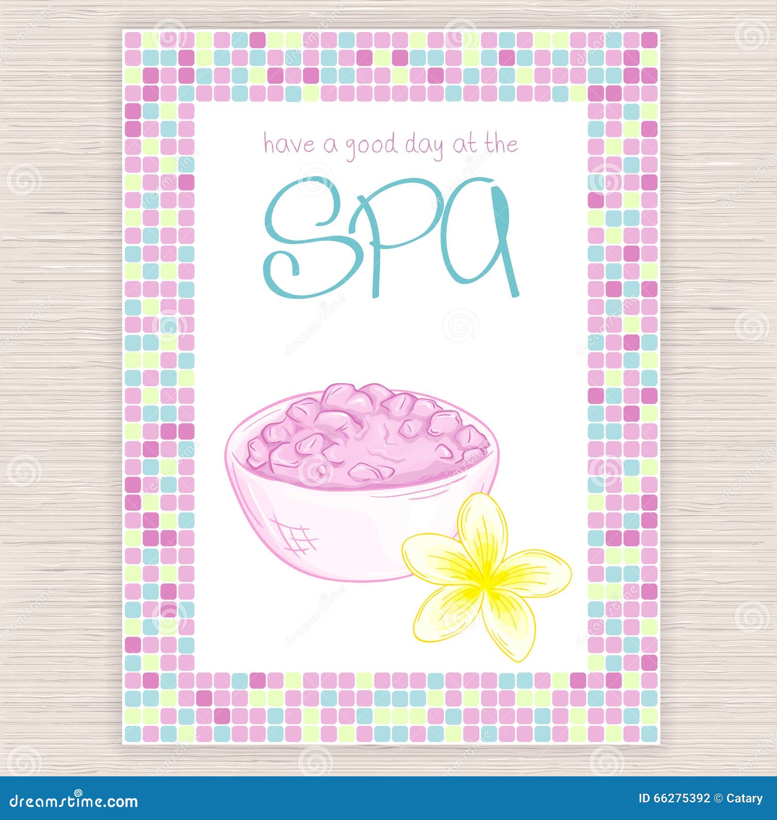 vector illustration of spa party invitation with colorful mosaic spa party flyer