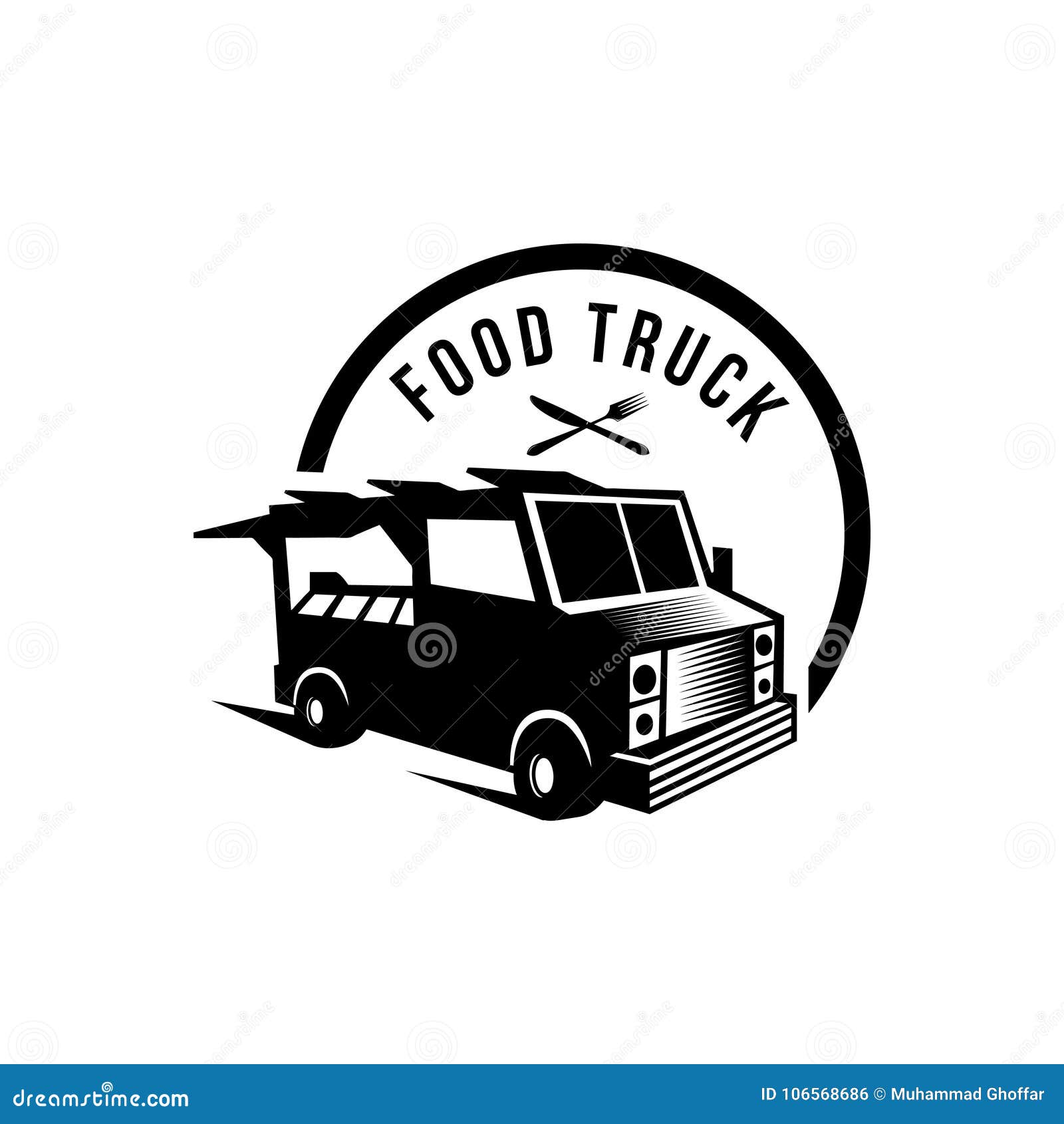 Vector Illustration Of Street Food Truck Graphic Badge Set Food