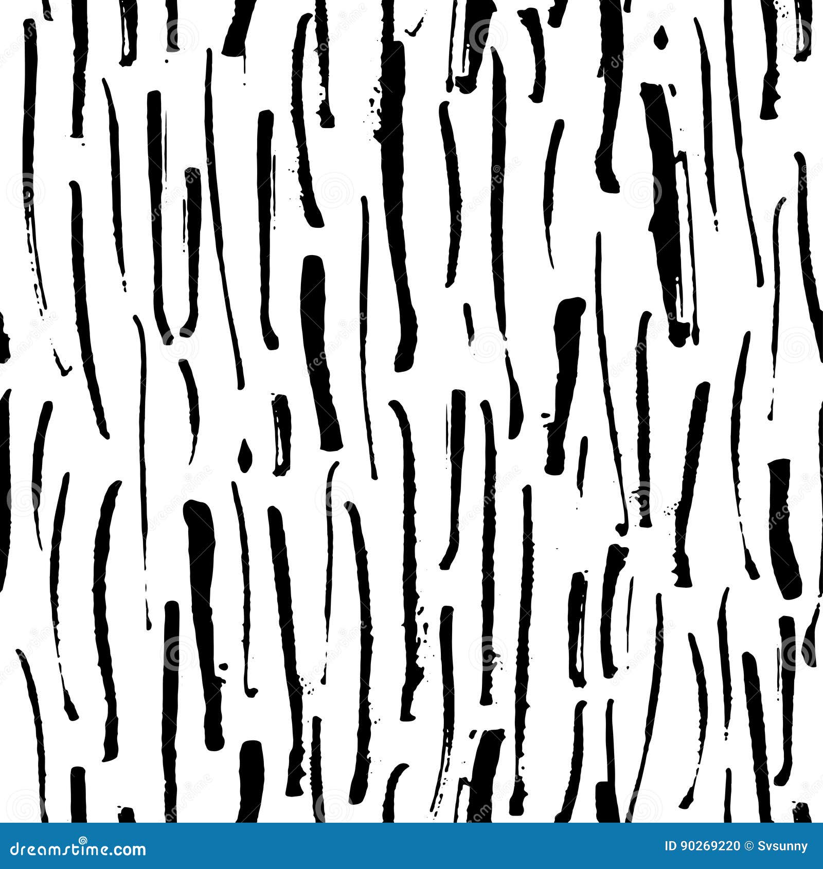 Vector Illustration Striped Seamless Hand Drawn Pattern. Black and ...