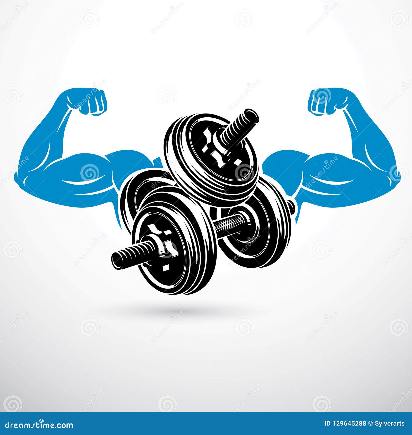 Strong arm bodybuilding flat line Royalty Free Vector Image