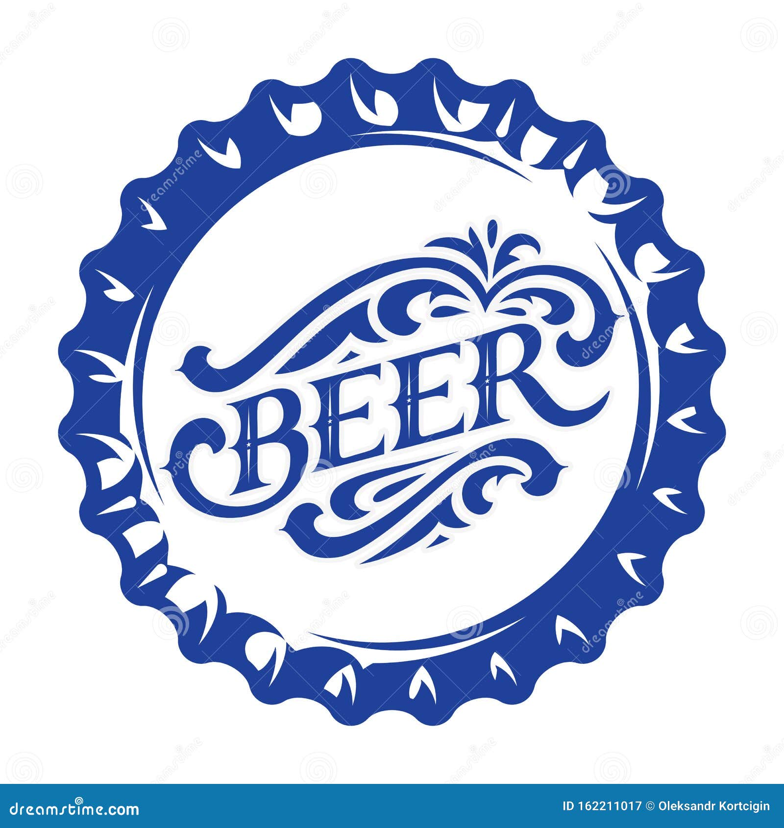 Vector Illustration with Stylized Beer Bottle Cap Stock Vector