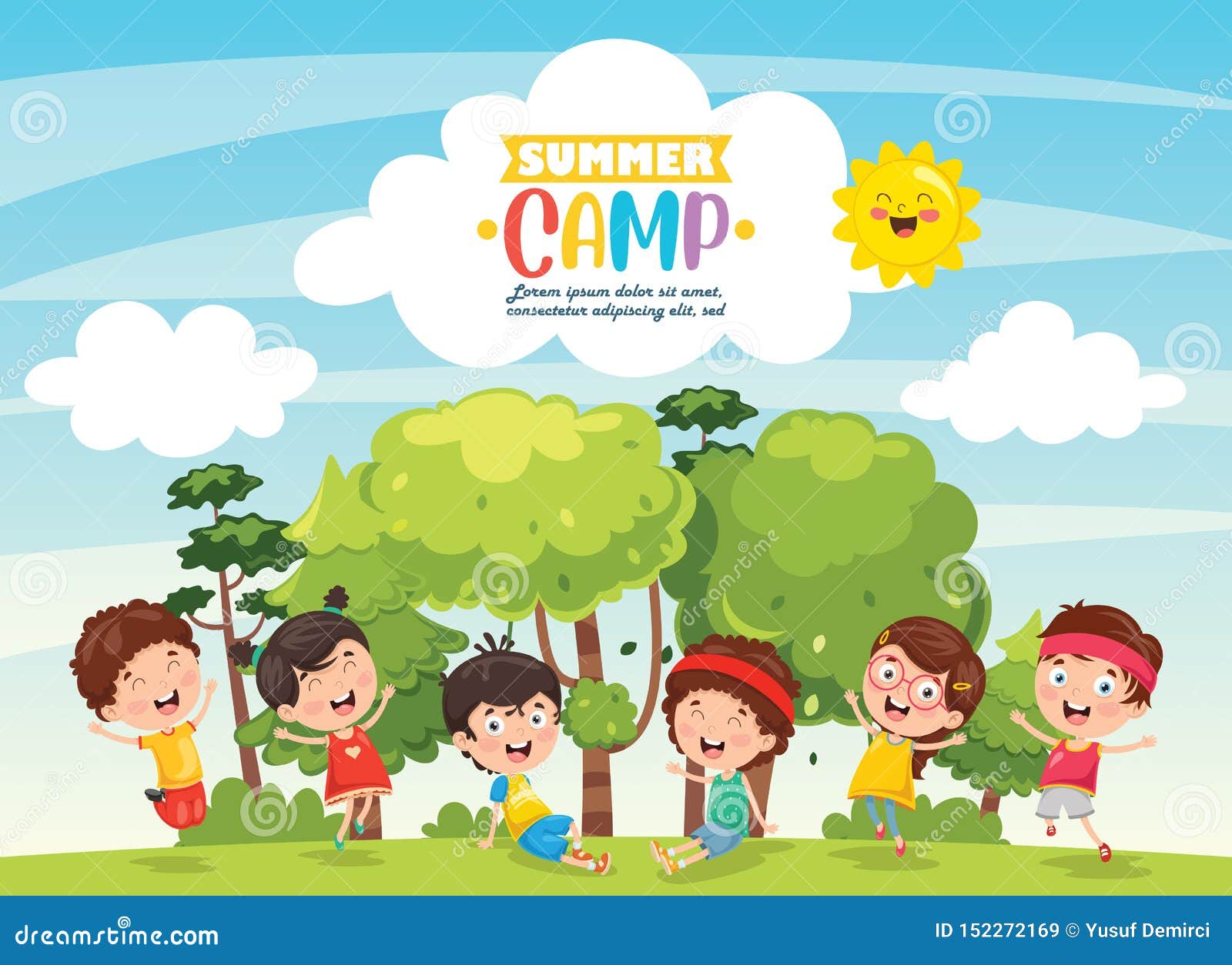 Vector Illustration of Summer Camp Kids Stock Vector Illustration of