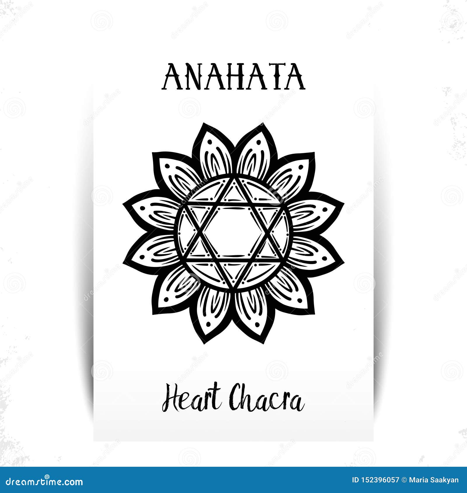 Vector Illustration with Symbol Chakra Anahata on White Background