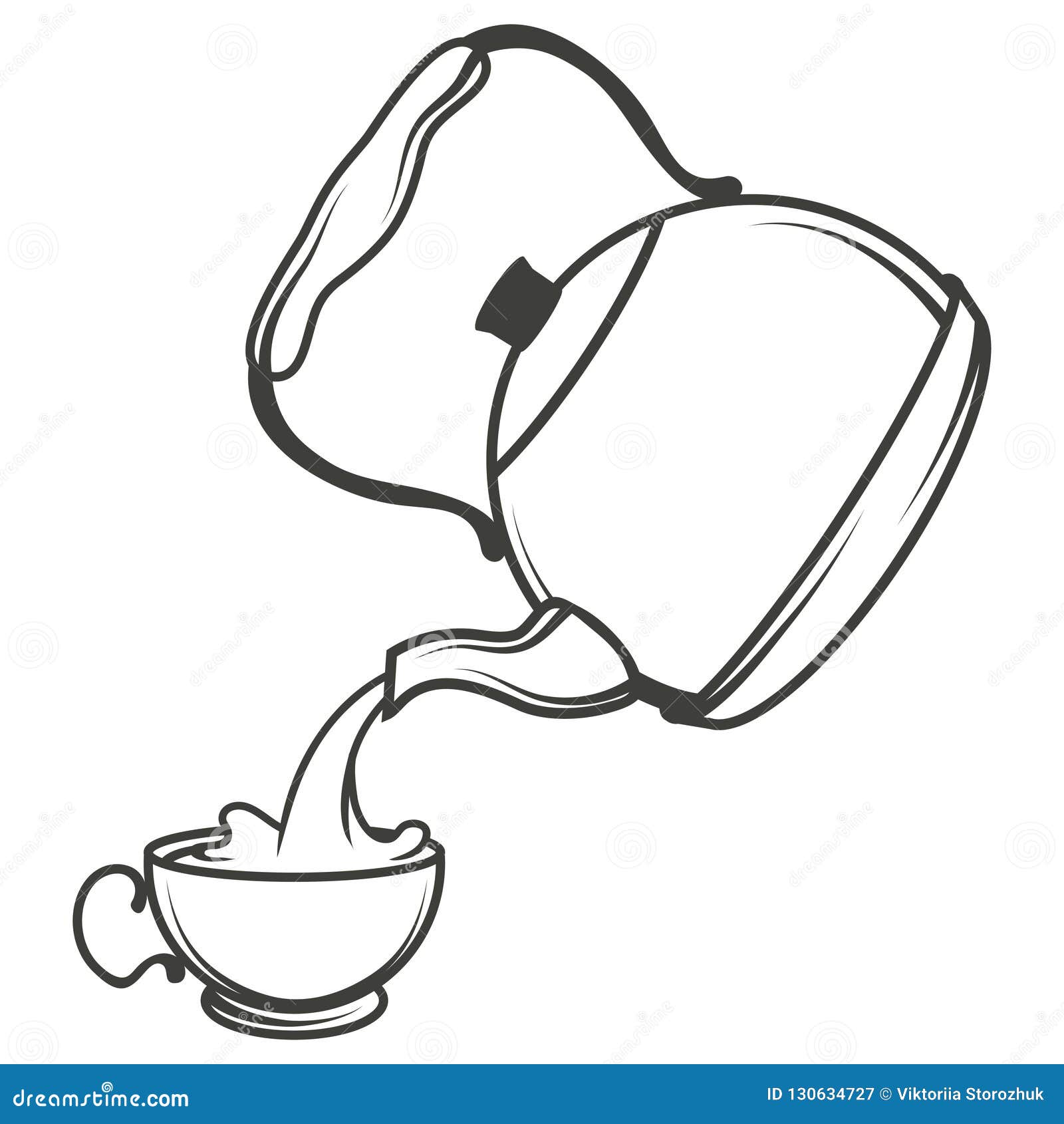 Vector Illustration of Tea Kettle, Hand Drawn Teapot on White ...