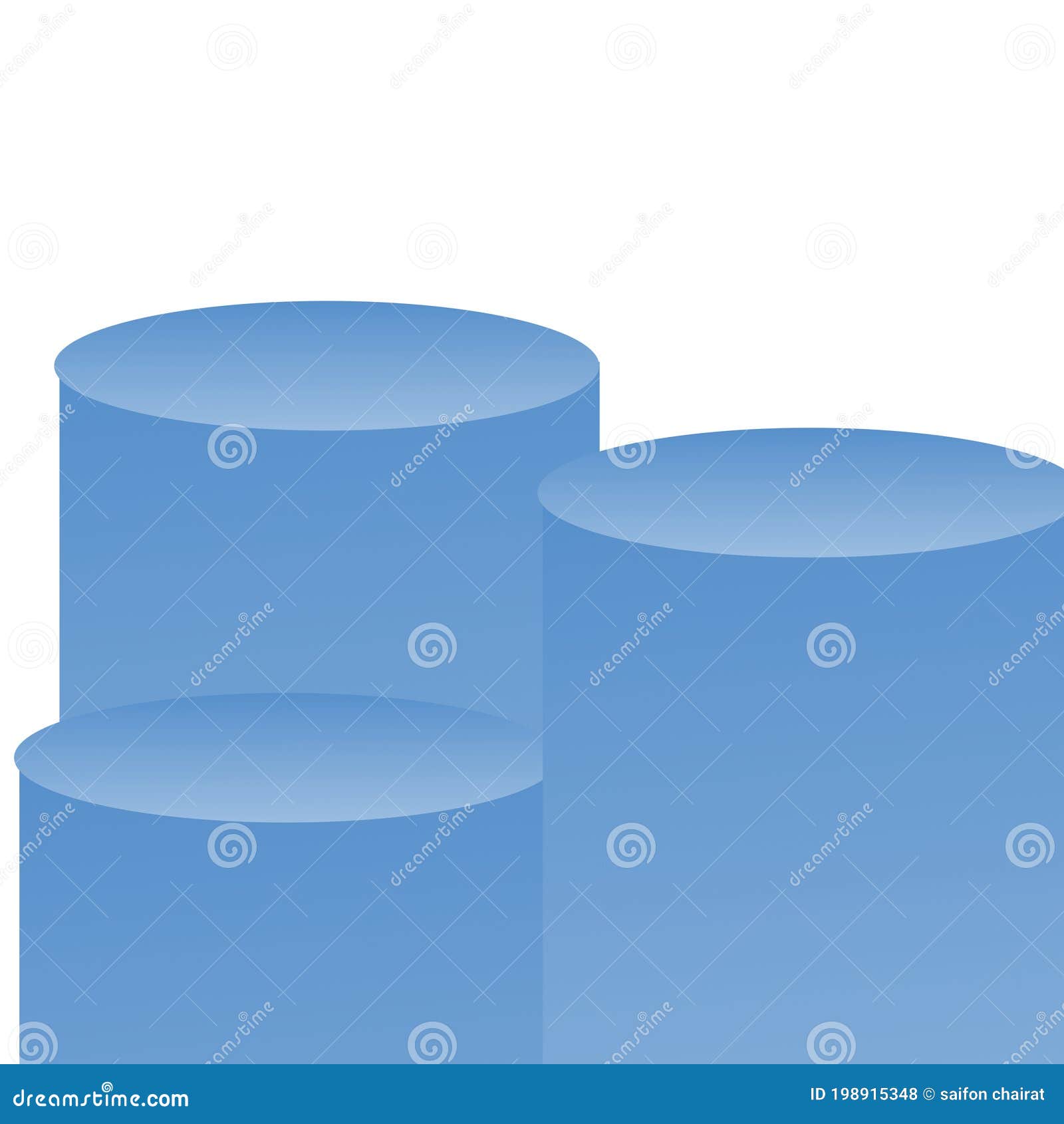 Vector Illustration of Three Blue Round Trays Stock Illustration