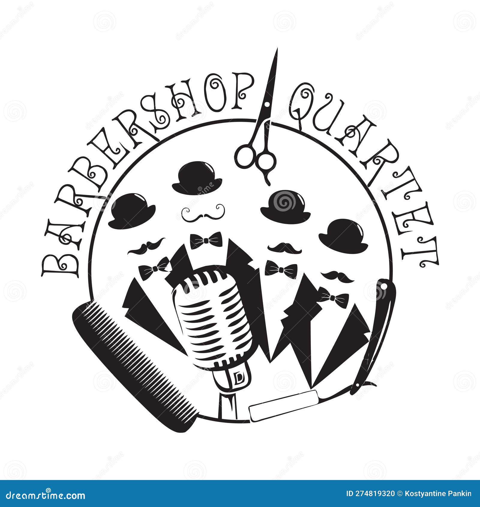 barbershop chorus clipart black and white