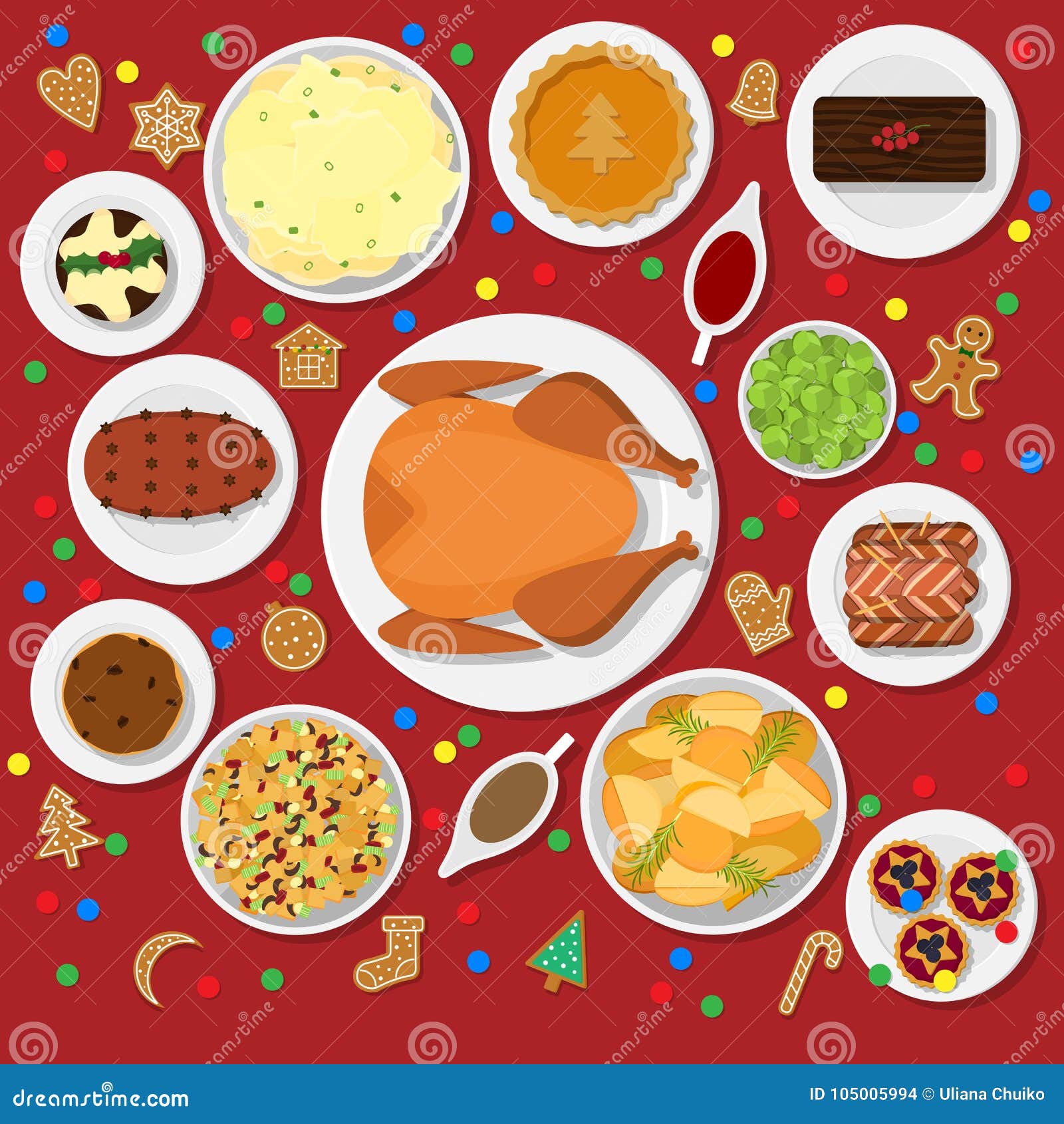 Holiday dinner table stock vector. Illustration of festive - 105005994