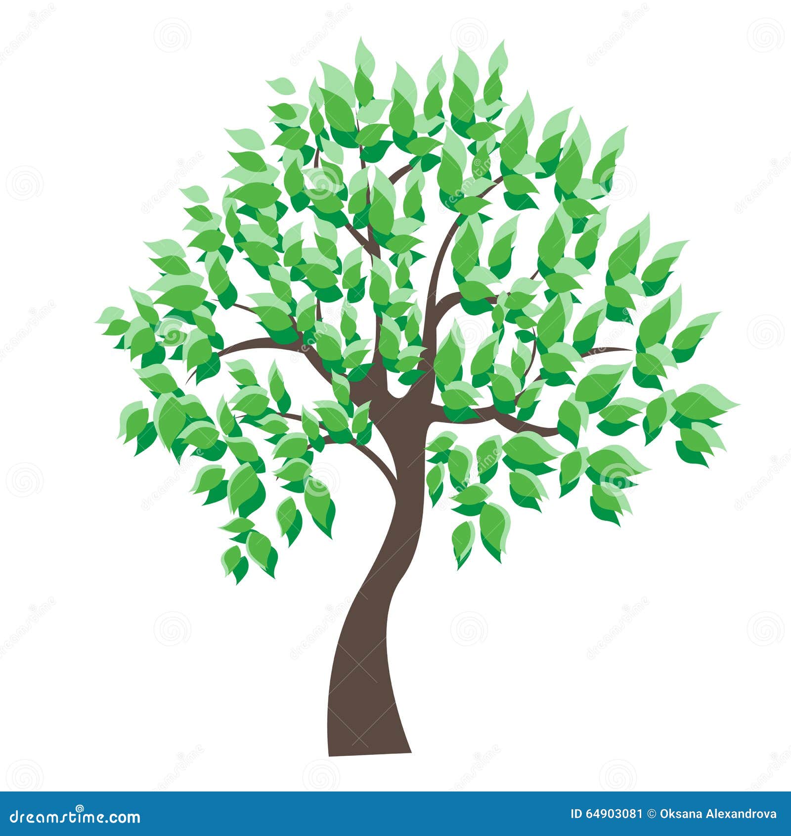 Vector Illustration of Tree on White Background - Stock Vector