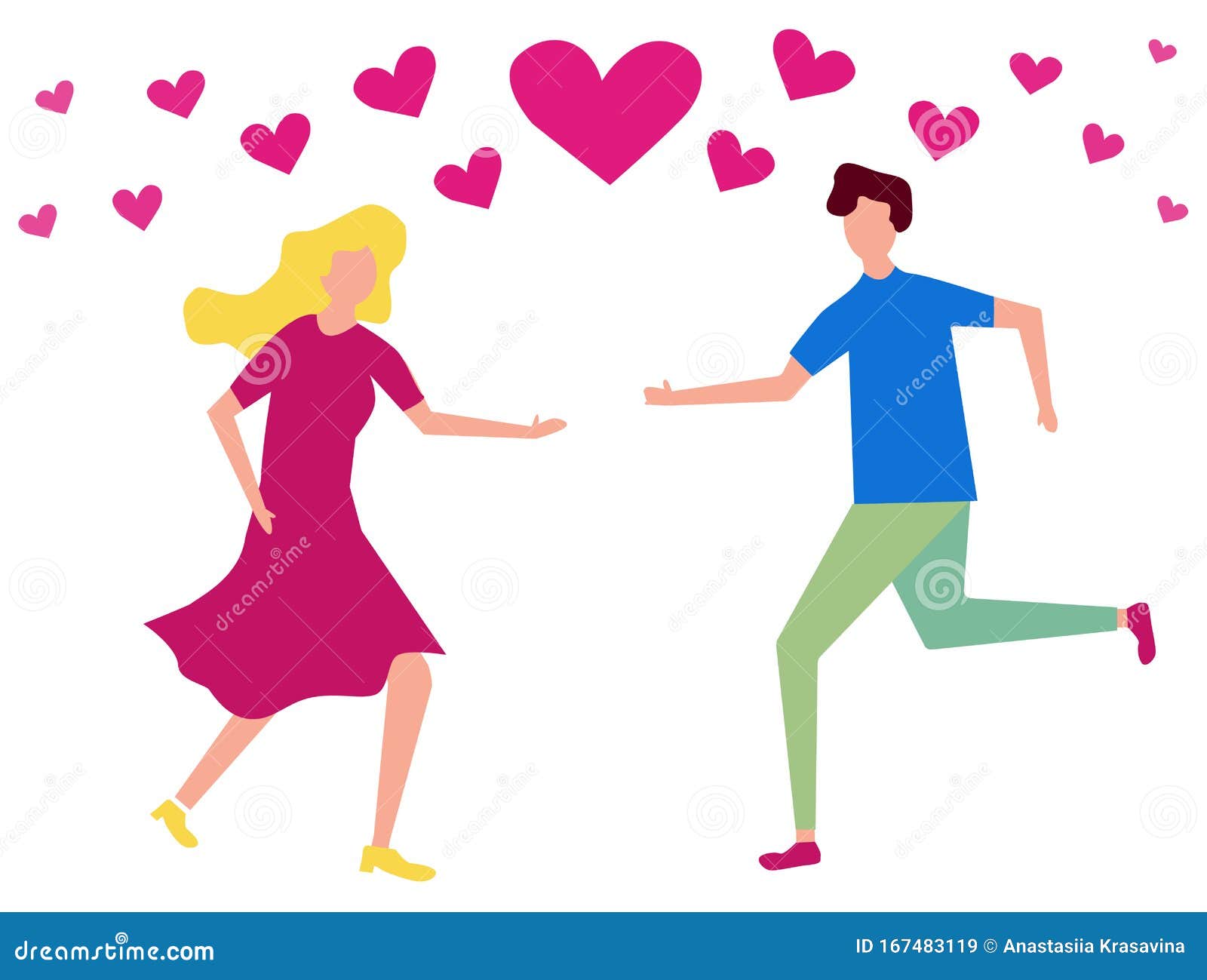 Vector Illustration. Trendy Flat Style. Two Young People in Love ...