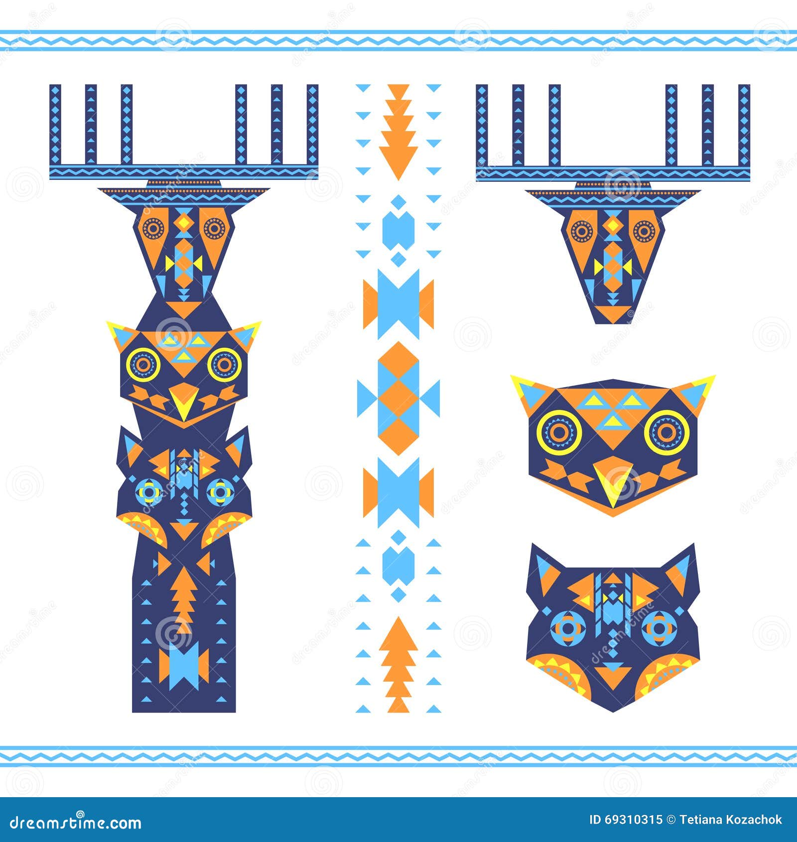 Vector Illustration of Tribal Totem with the Heads of Animals Stock Vector - Illustration of abstract, indian: 69310315 Vector Illustration of Tribal Totem with the Heads of Animals Stock Vector - Illustration of abstract, indian: 69310315