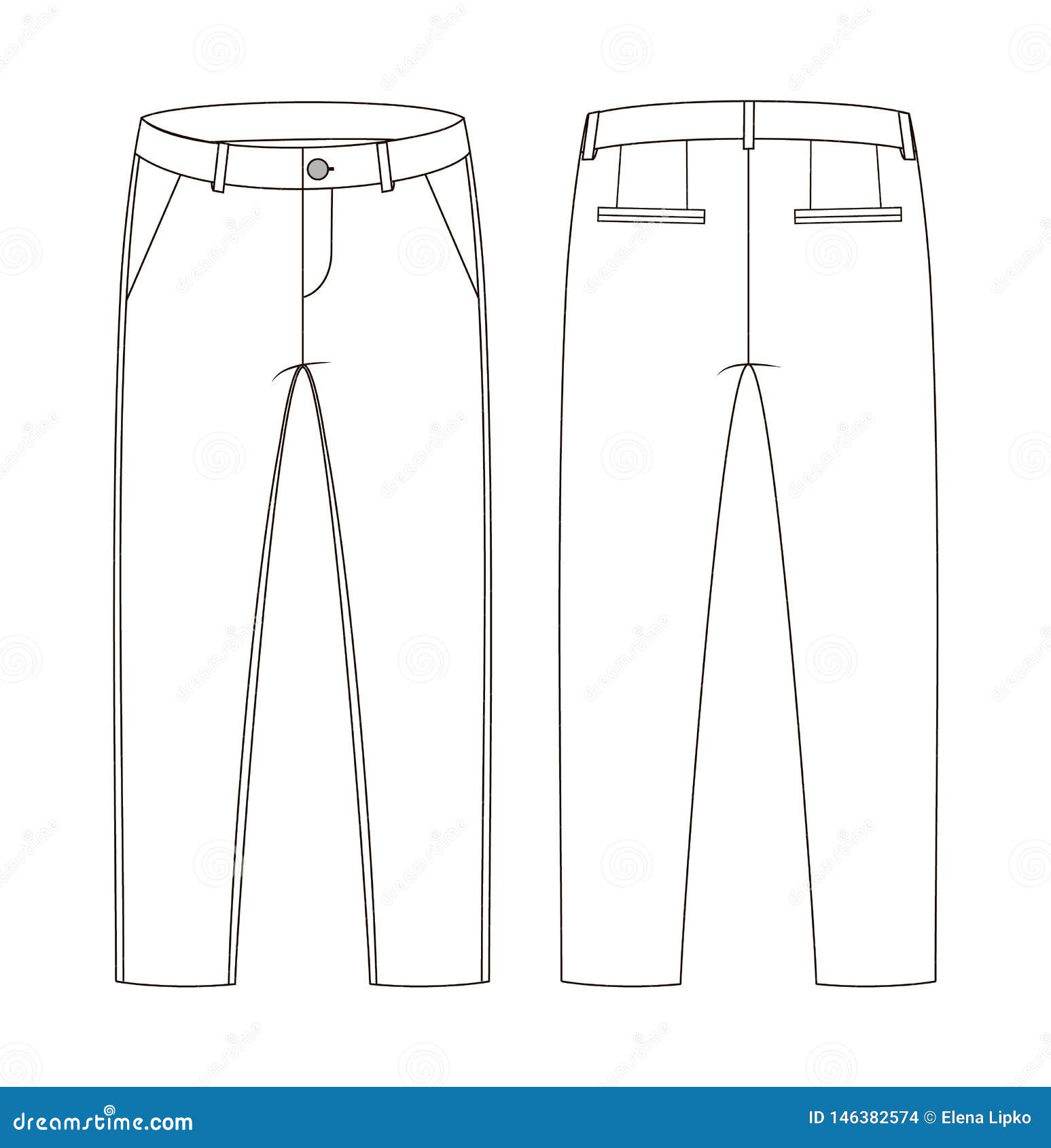 Fashion Technical Sketch of Trousers in Vector Graphic Stock Vector ...