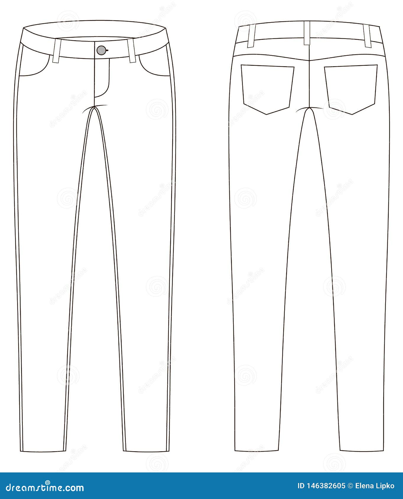Fashion Technical Sketch of Jeans in Vector Graphic Stock Vector ...