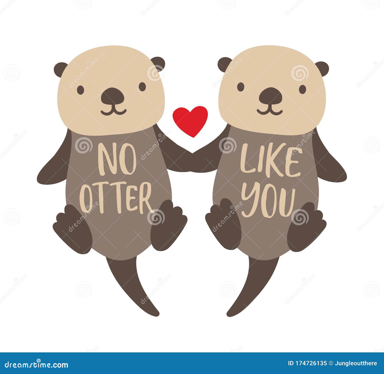 Sea Otters Holding Hands Drawing