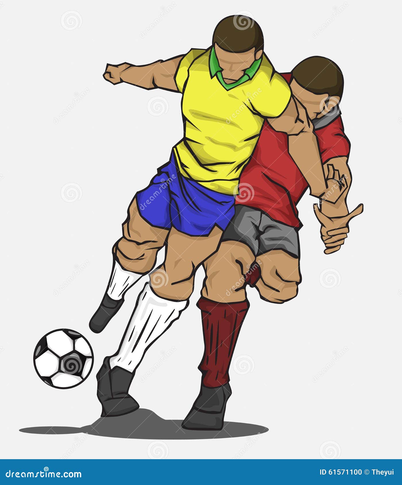 Vector Illustration Two Players Fighting for the Ball Stock Vector