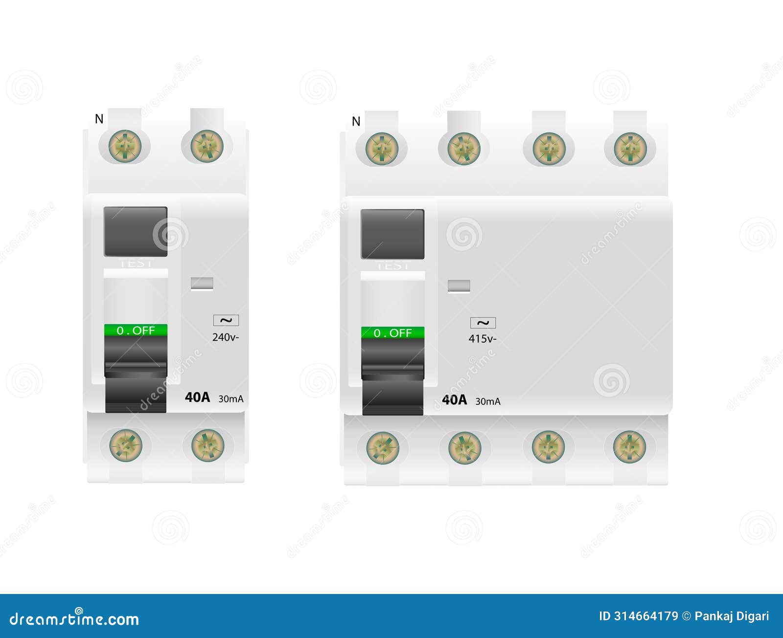   of two pole and four pole residual current circuit breaker
