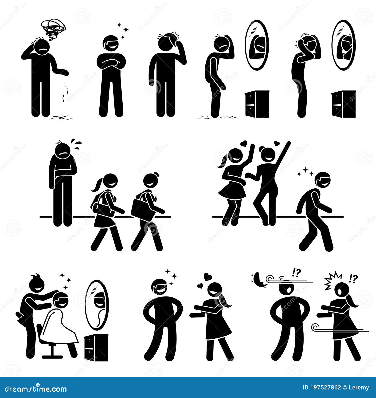 Bald Man with a Wig or Fake Hair Stick Figures Icons. Stock Vector - Illustration of looking, baldness: 197527862 Bald Man with a Wig or Fake Hair Stick Figures Icons. Stock Vector - Illustration of looking, baldness: 197527862