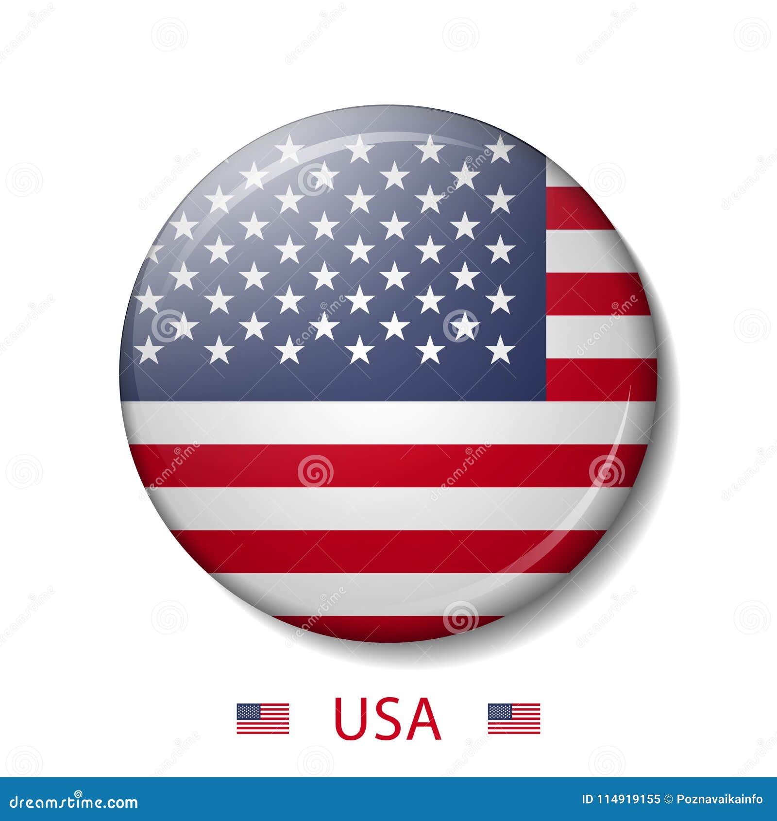 Download Vector Illustration Of USA Flag Buttons, 3d Round Vector ...