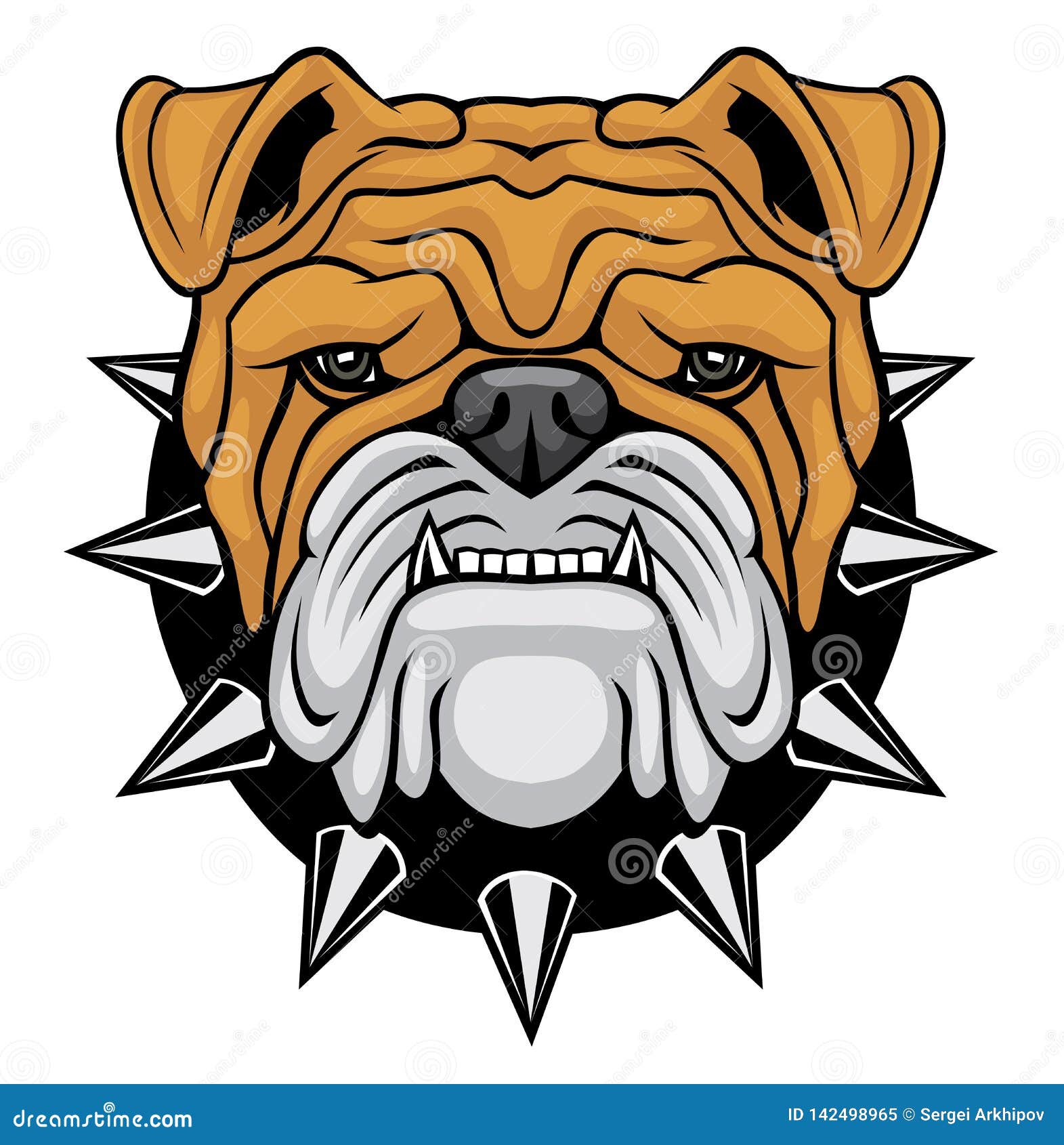 Head of an angry bulldog in cartoon style isolated on white This vector  illustration can be used as a print on Tshirts tattoo element or other  uses Stock Vector Image  Art 