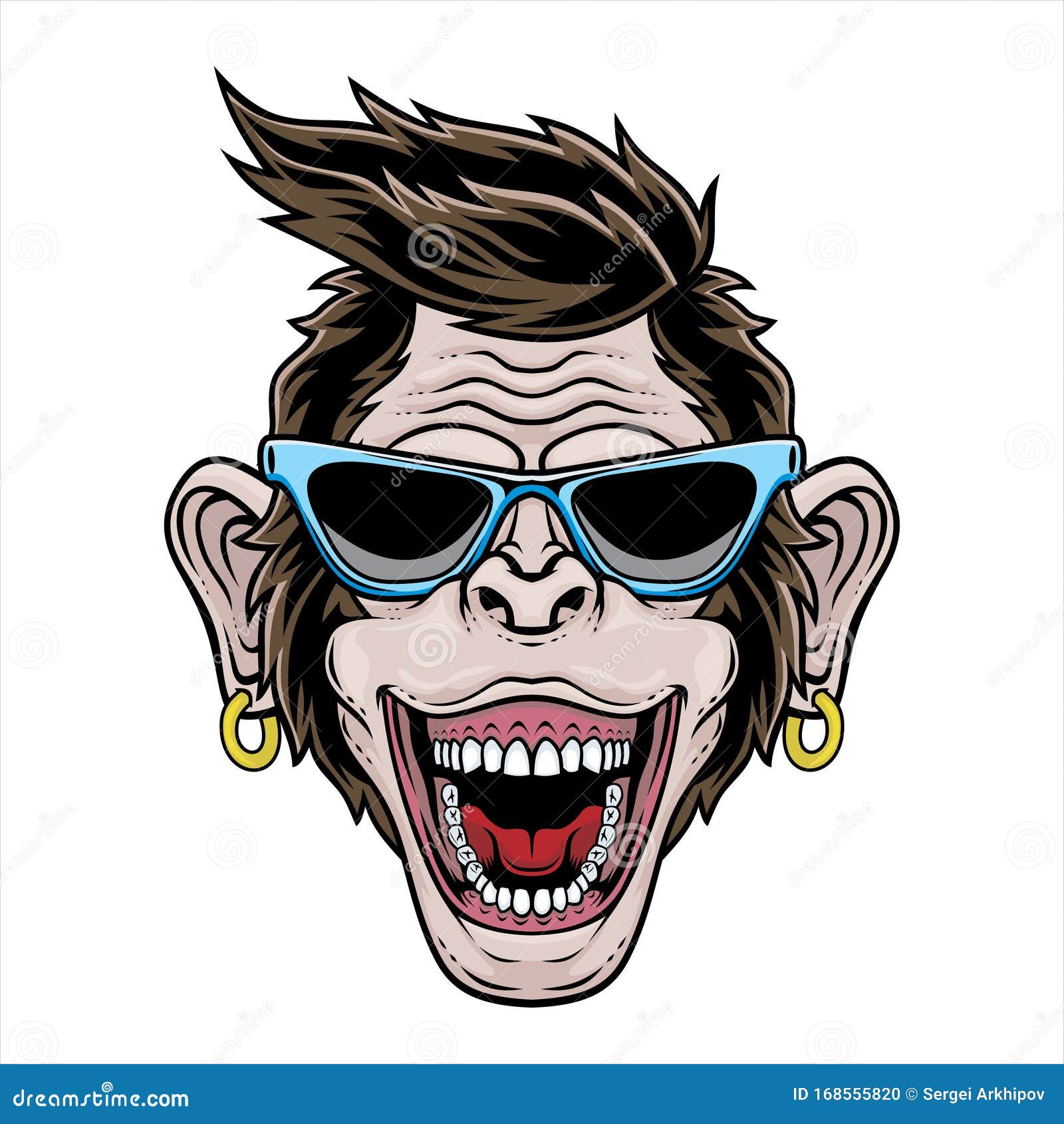 Funny Monkey in Sunglasses. Stock Vector - Illustration of background,  face: 168555820