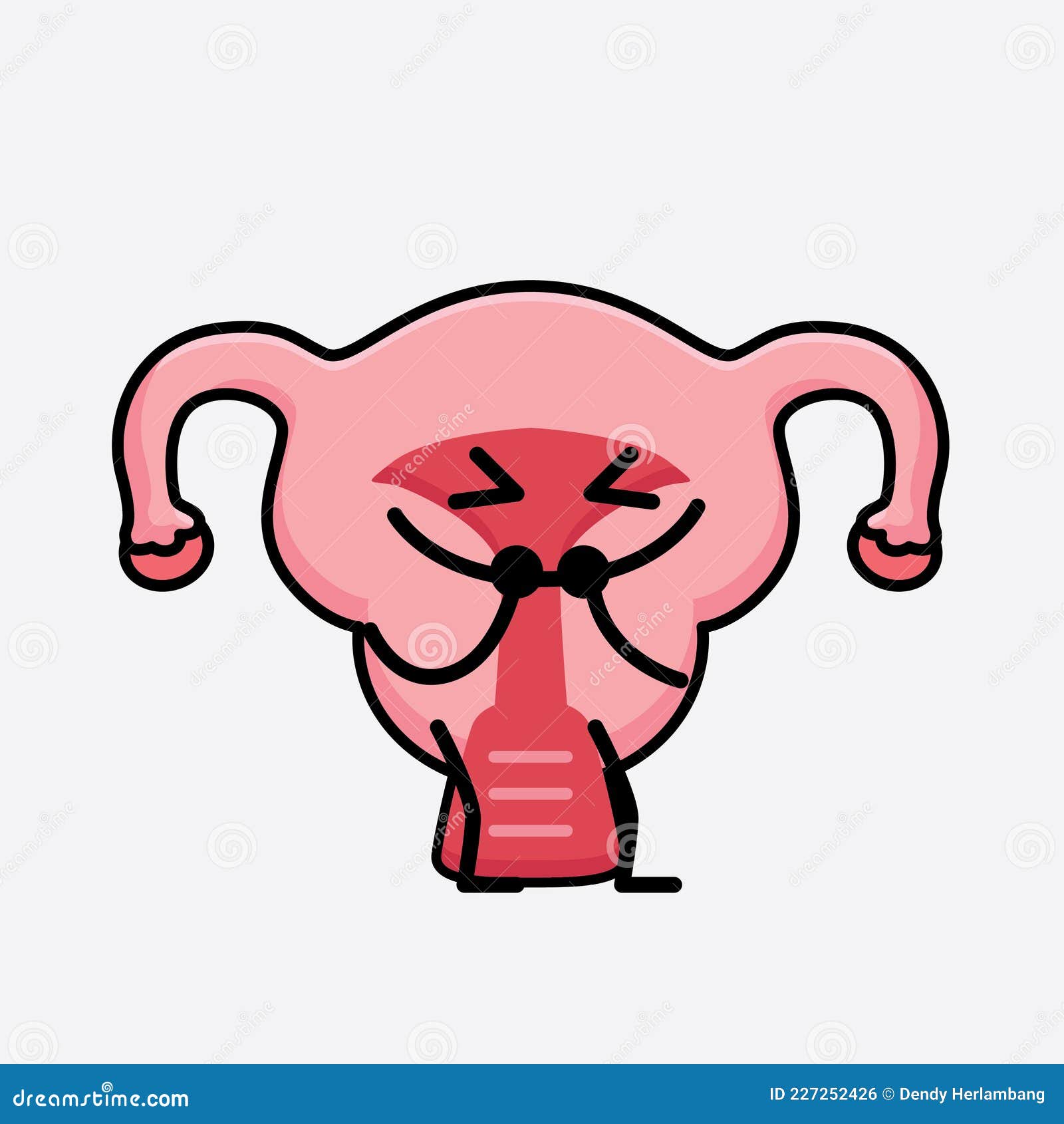 Vector Illustration of Uterus Character with Cute Face and Simple Body ...