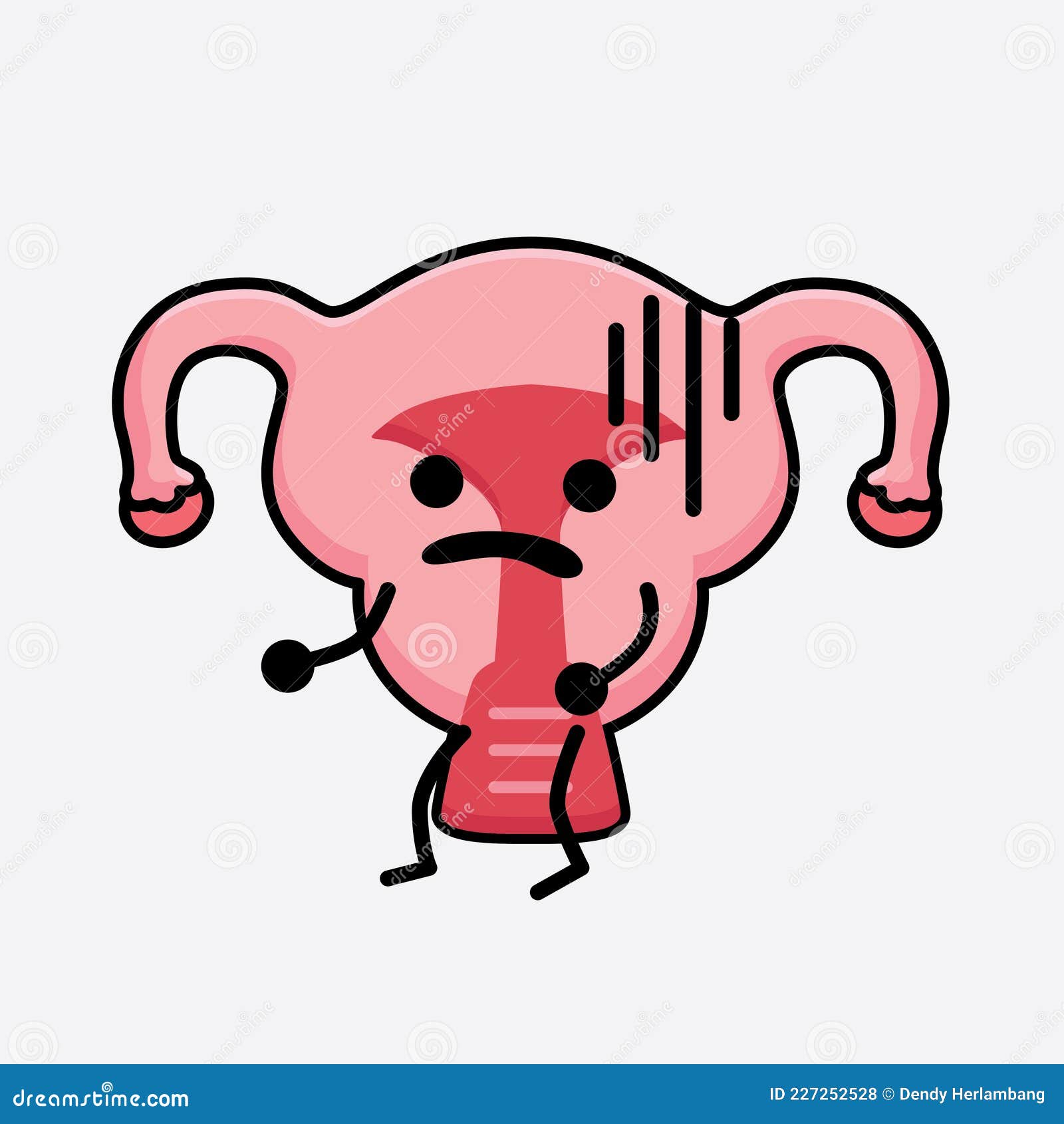 Vector Illustration of Uterus Character with Cute Face and Simple Body ...