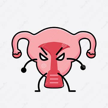 Vector Illustration of Uterus Character with Cute Face and Simple Body ...