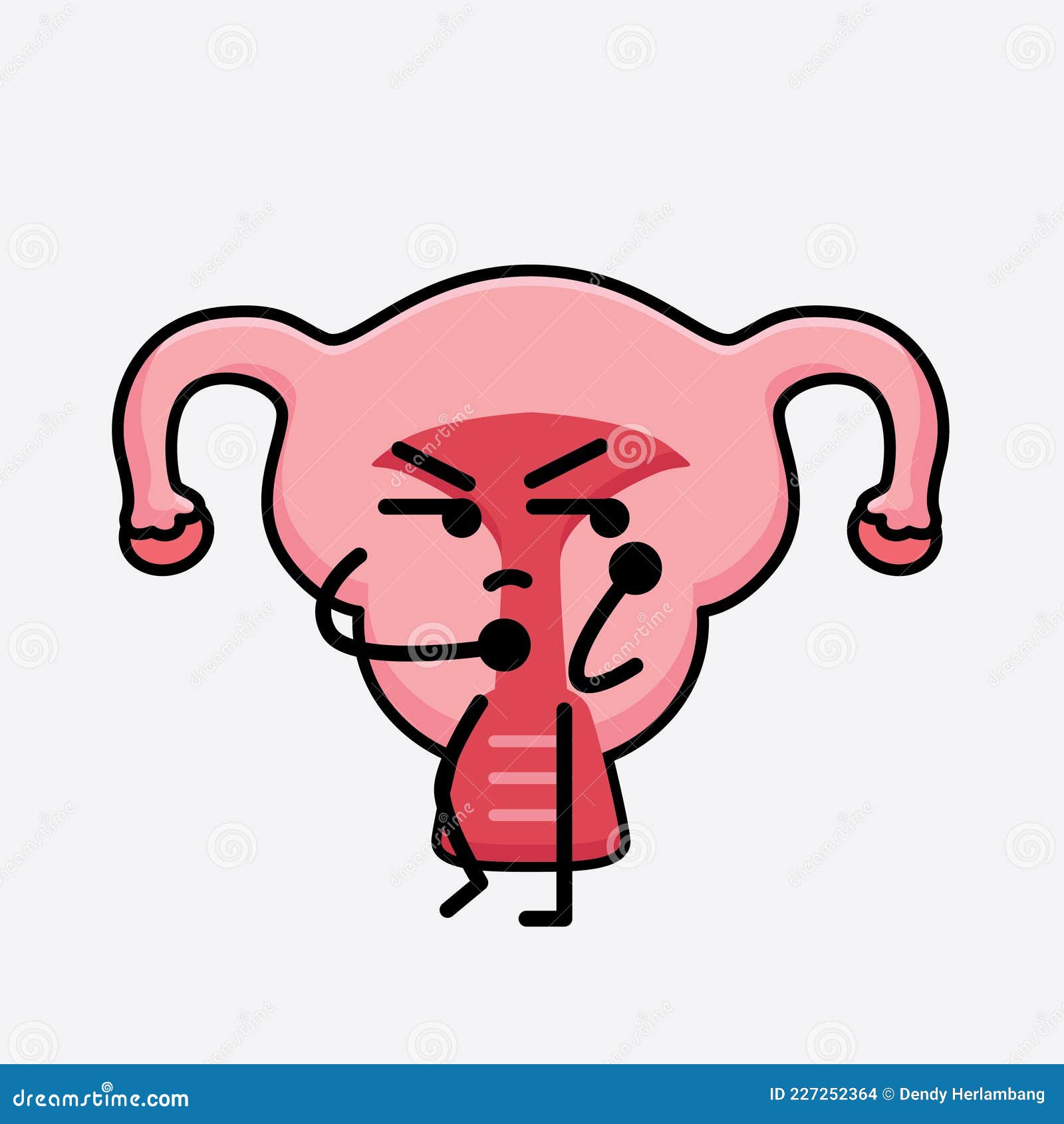 Vector Illustration of Uterus Character with Cute Face and Simple Body ...