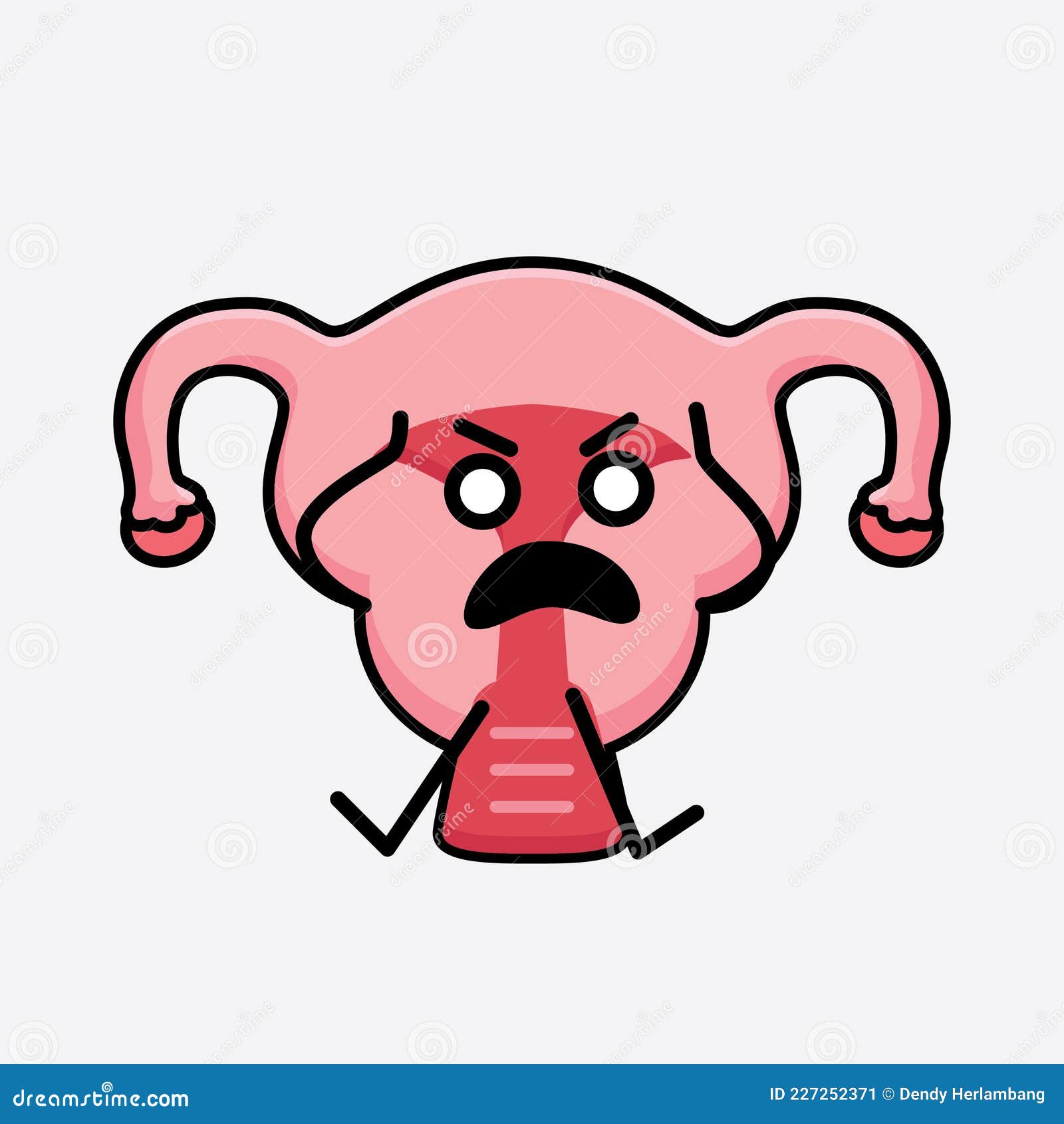 Vector Illustration of Uterus Character with Cute Face and Simple Body ...