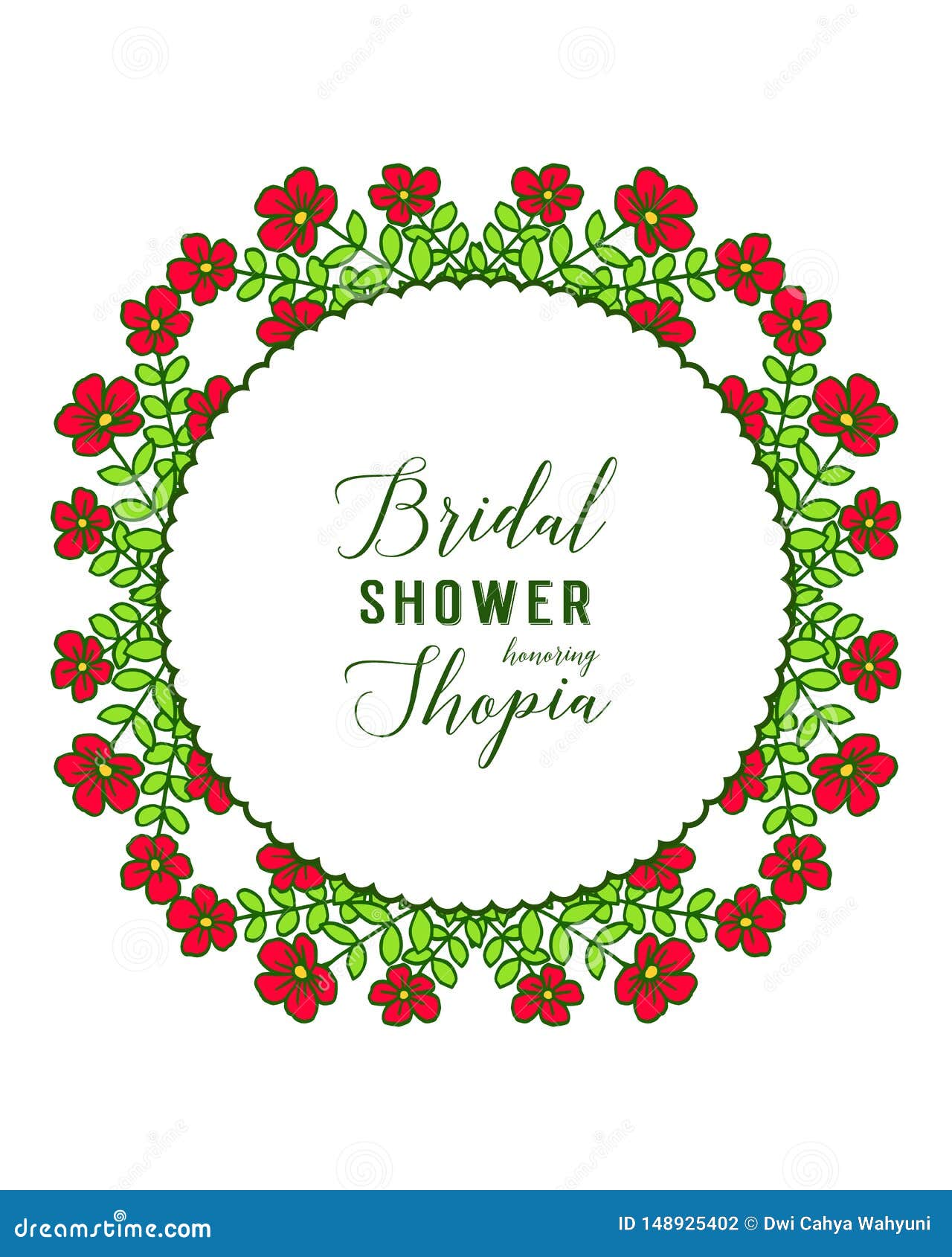 Vector Illustration Various Pattern Red Flower Frame for Shape of Card