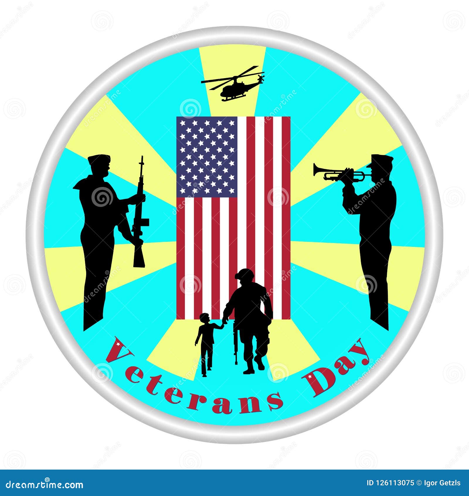 Veterans Day Sign. Honoring All Who Served. Stock Vector Illustration