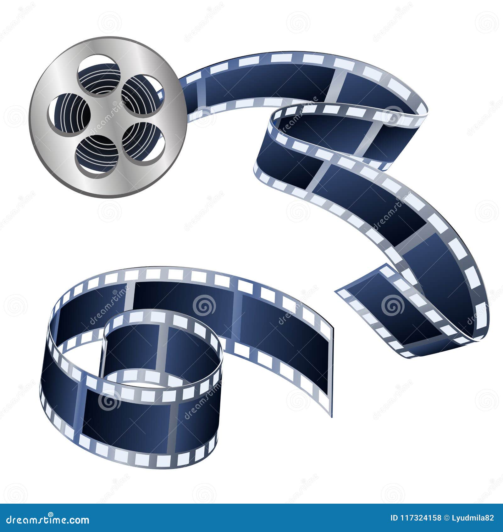 Vector Illustration of Videotapes and Films Isolated on a White Stock