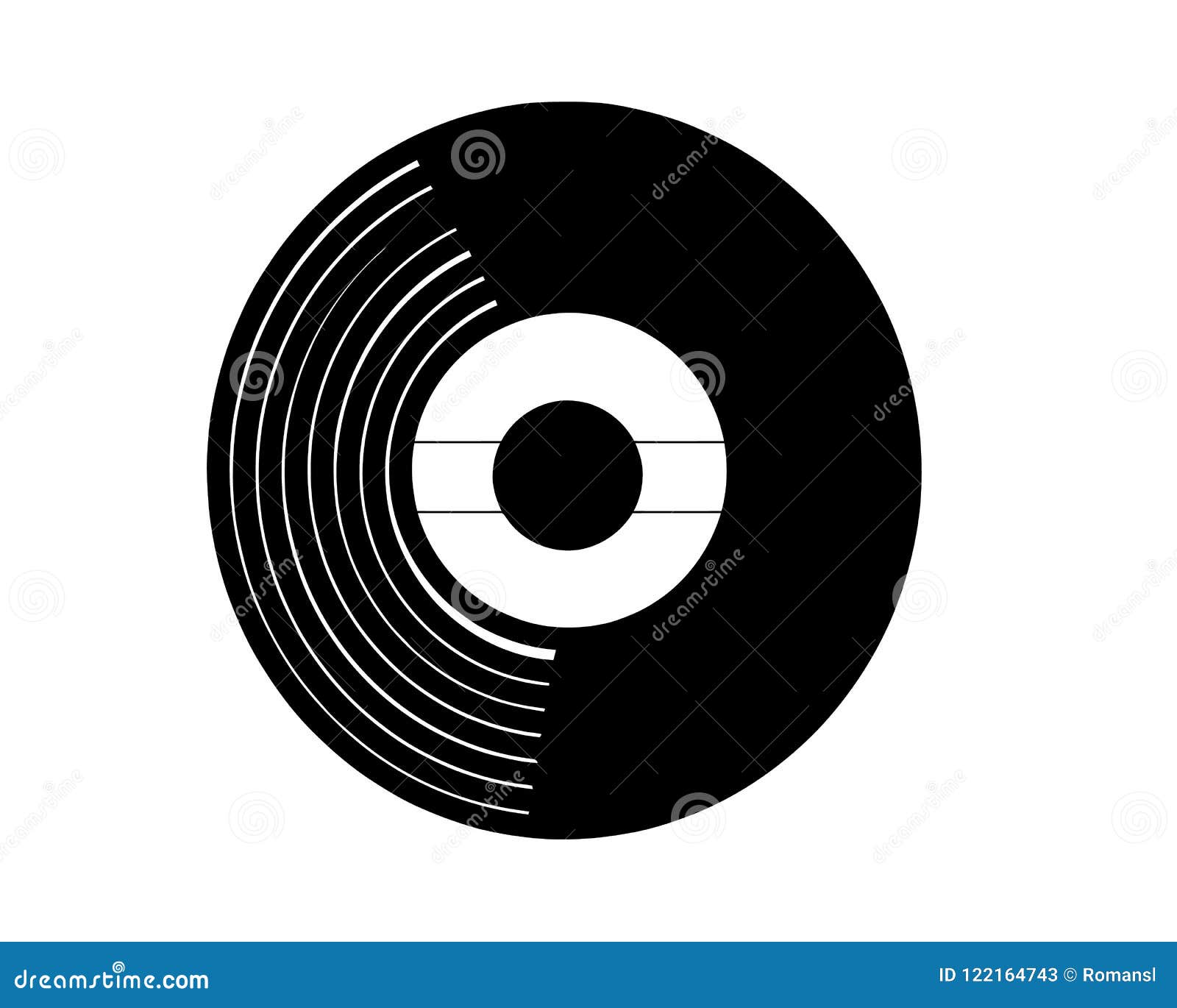 Silver Vinyl Record with Black Blank Label. 3d Rendering Stock