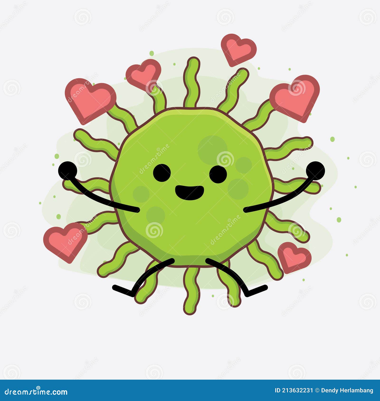 Virus Cute Character Illustration with Simple Face, Hands and Legs on ...