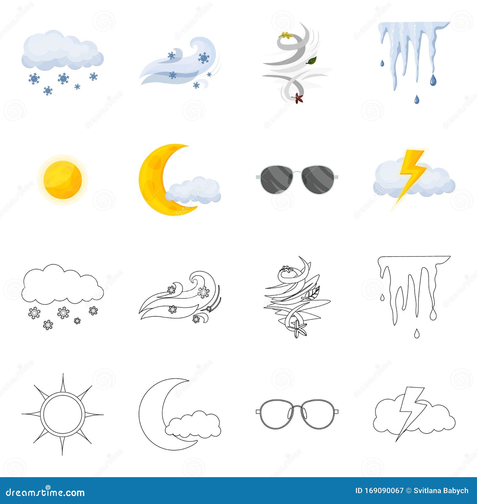 Vector Design of Weather and Climate Logo. Set of Weather and Cloud ...
