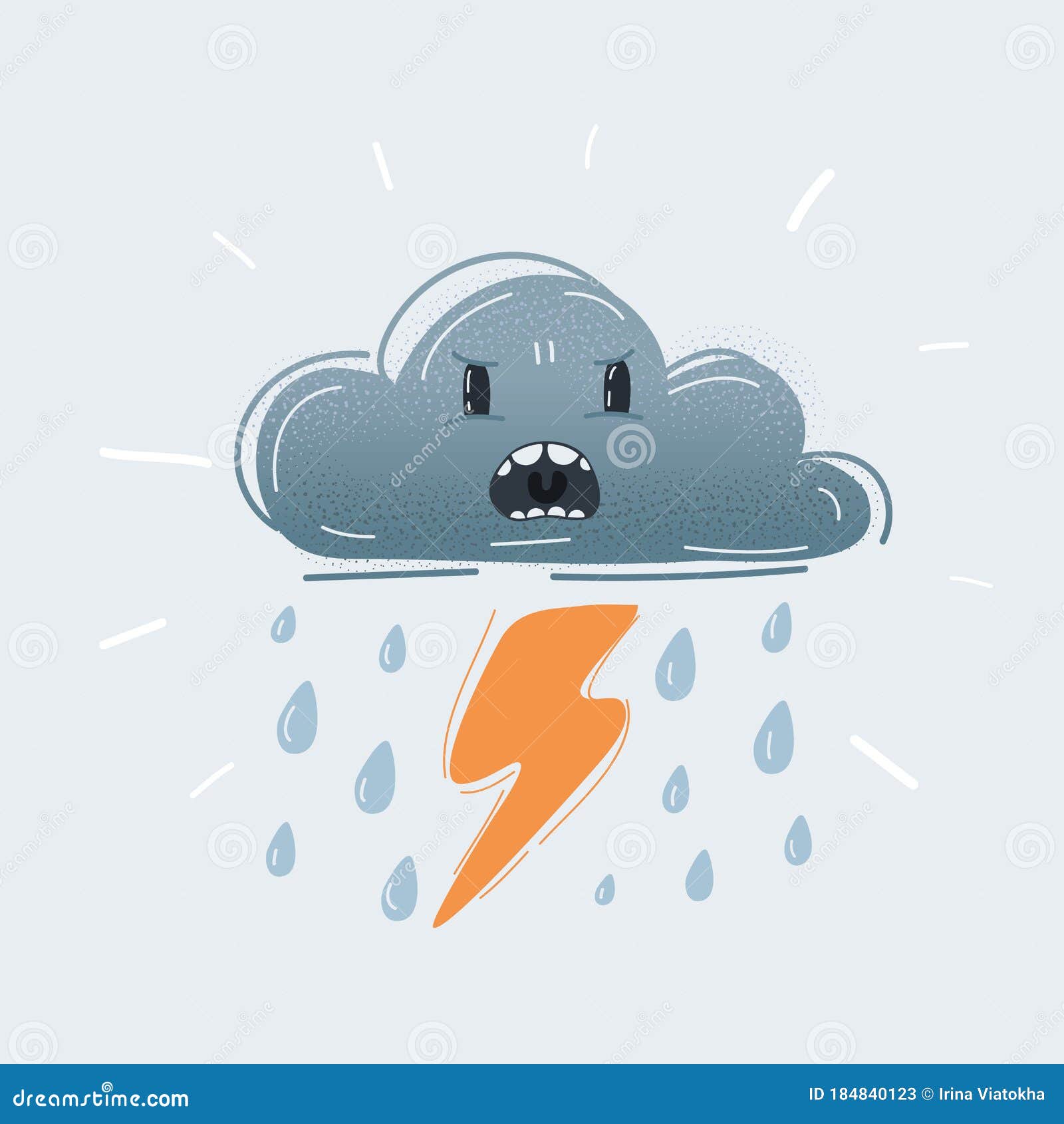 Vector Illustration of Weather Icon Storm Cloud with Angry Face Stock ...