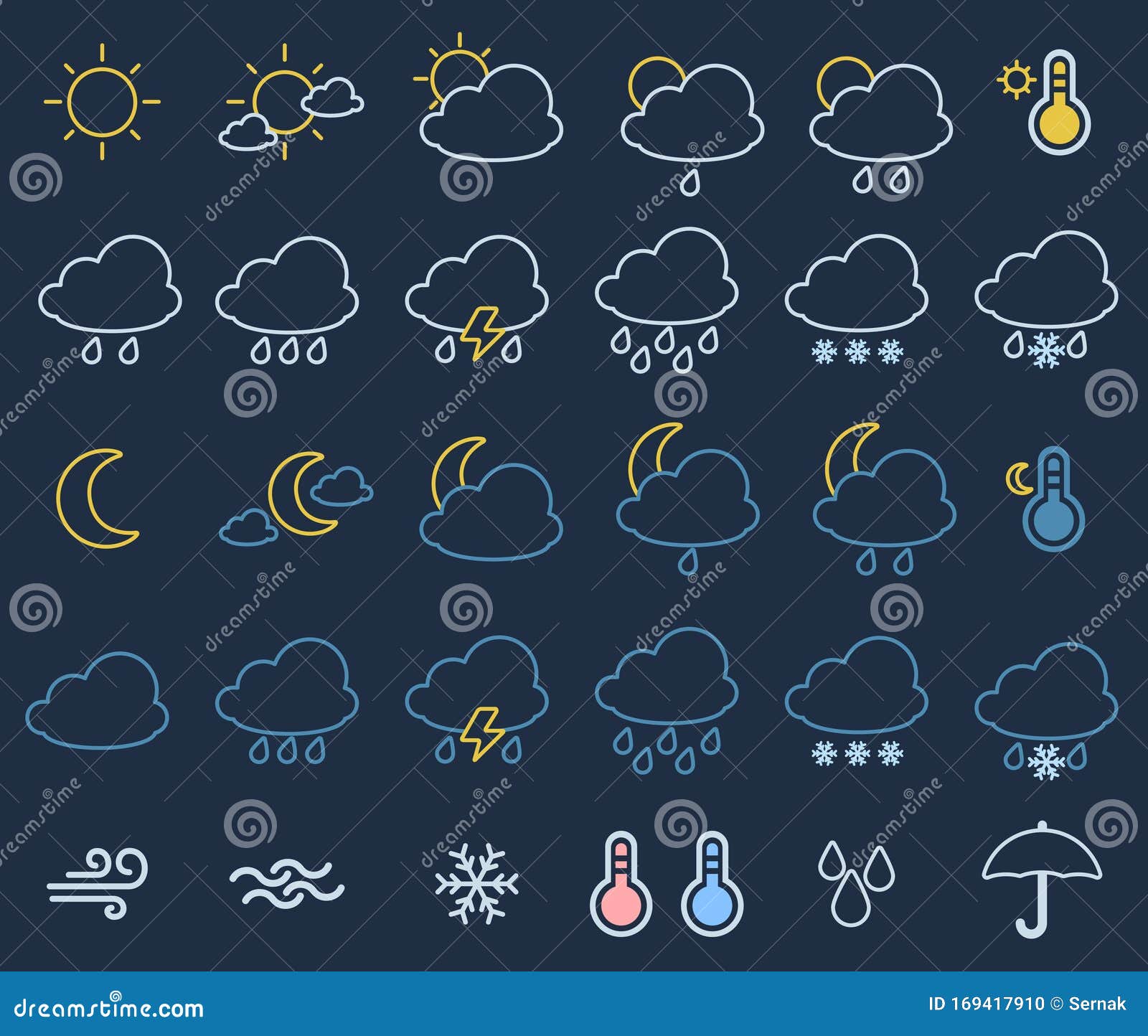 Download Vector Weather Icons Pack Set Stock Vector - Illustration ...