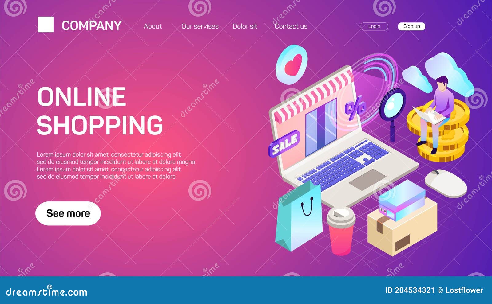 Vector Illustration.  Business. and Money Making. Banking. Flat Header