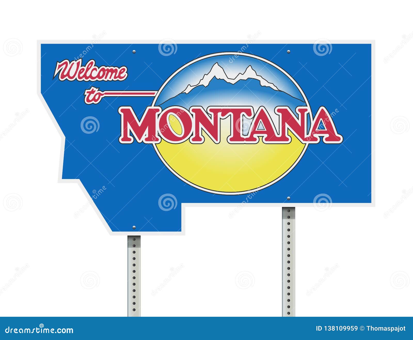 Welcome To Montana Road Sign Stock Vector Illustration Of States