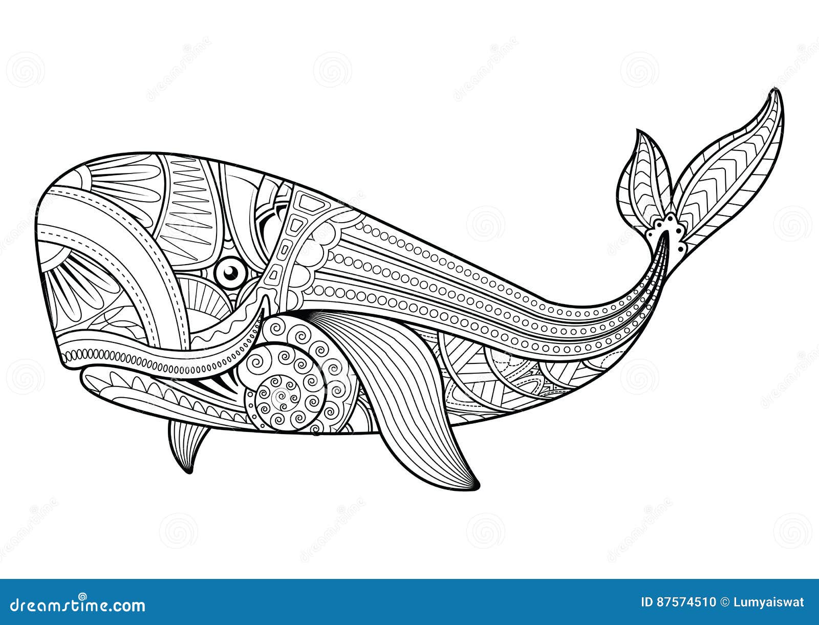 Vector illustration of whale coloring pages