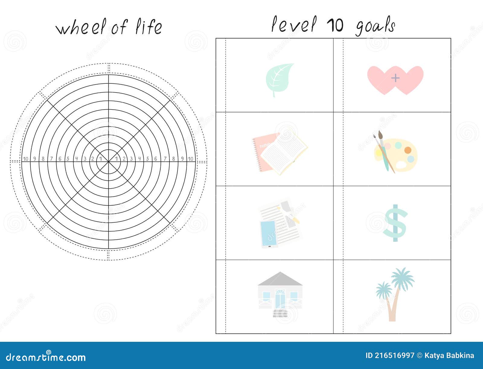 Vector Illustration with Wheel of Life - Diagram with Blank Lines Intended For Blank Wheel Of Life Template