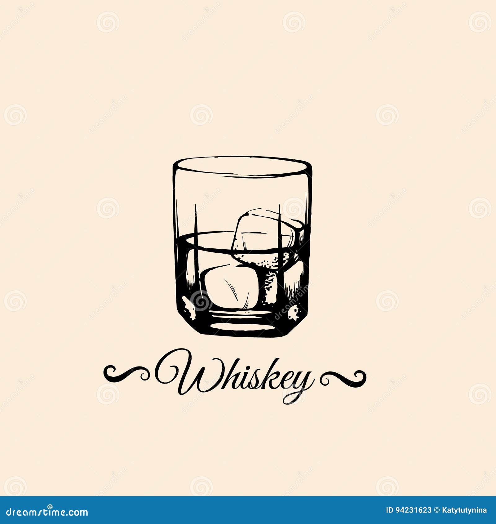 Whiskey bottle and glass promo ad banner poster Vector Image