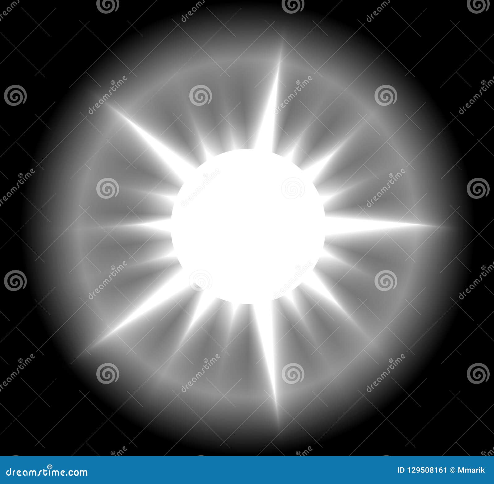Black and white sun symbol stock vector. Illustration of summer - 129508161