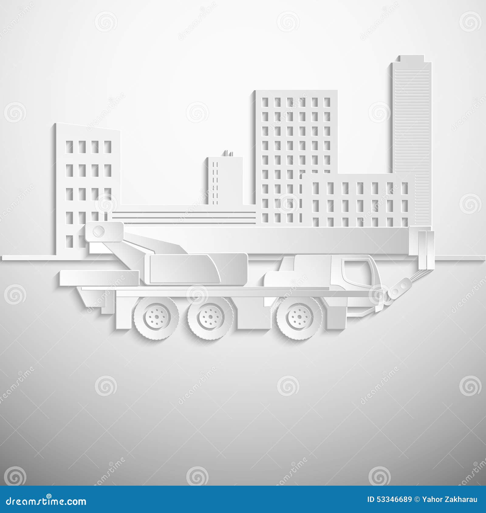 Vector Illustration of a White Hydraulic Crawler Stock Vector