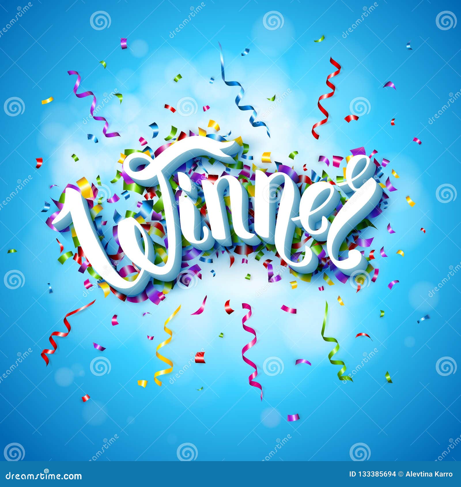 Vector Illustration of Winner Announcement Template on Blue Stock